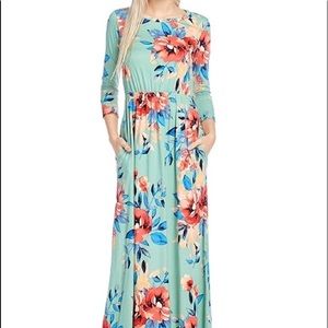 Casual Floral Dress Quarter Sleeve